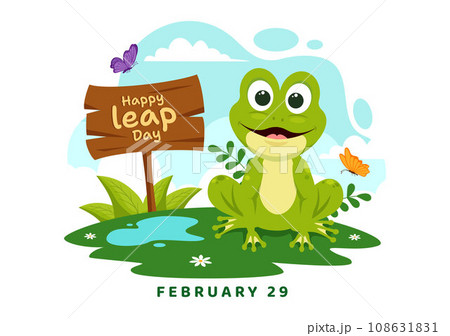 Happy Leap Day Vector Illustration on 29 February with Jumping Frogs and Pond Background in Holiday Celebration Flat Cartoon Design Happy Leap Day Vector Illustration on 29 February with Jumping Frogs and Pond Background in Holiday Celebration Flat Cartoon Design 108631831