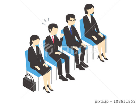 集団面接中のリクルートスーツの男女 集団面接中のリクルートスーツの男女 108631855