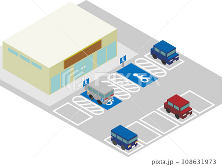 アイソメトリックな車椅子用駐車スペースのあるお店 108631973