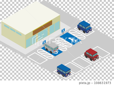 アイソメトリックな車椅子用駐車スペースのあるお店 108631973