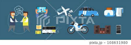 Technology Life with Device and Symbol Vector Set Technology Life with Device and Symbol Vector Set 108631980