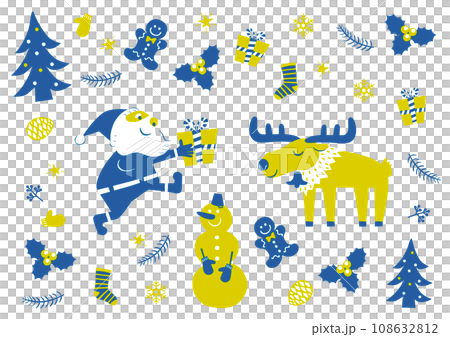 Stylish Christmas illustration material set 108632812