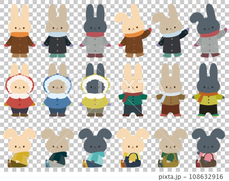 可愛的兔子冬裝系列 108632916