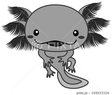黒いウーパールーパーのイラスト Axolotl ブラック 108633526