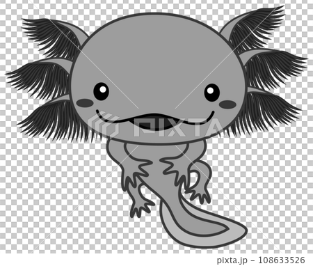 黒いウーパールーパーのイラスト Axolotl ブラック 108633526