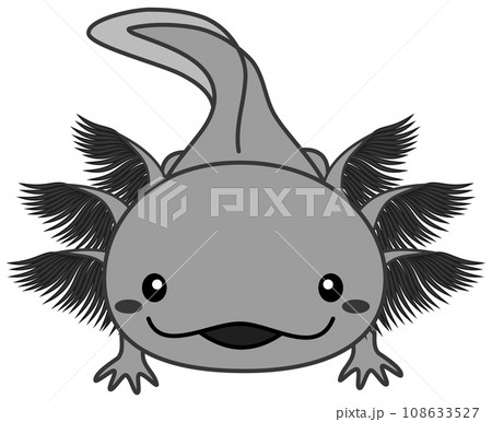 黒いウーパールーパーのイラスト Axolotl ブラック 108633527