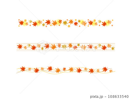 秋　紅葉　飾り　罫線　ライン　イラスト素材セット 108633540