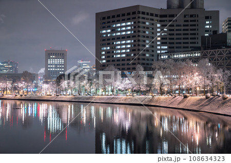 《東京都》積雪の東京・雪景色の皇居周辺 108634323