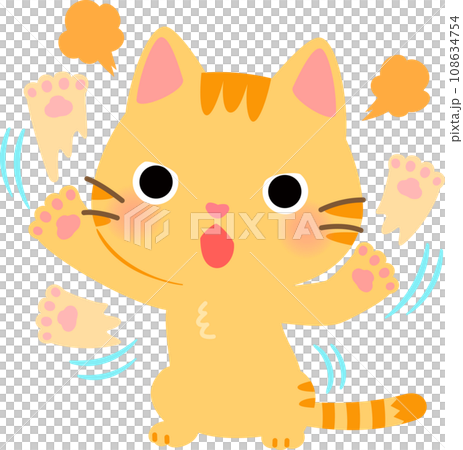 後ろ脚で立ち上がってパンチする猫 108634754