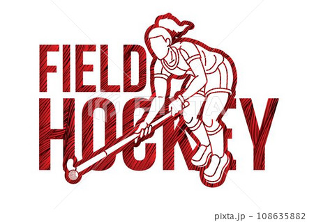 Field Hockey Font Design with Female Player Action Cartoon Graphic Vector Field Hockey Font Design with Female Player Action Cartoon Graphic Vector 108635882