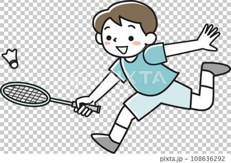 男孩打羽毛球 108636292