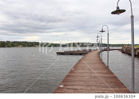 Pier at Lake Tyler on Cloudy Day in Rural East Texas 108636304
