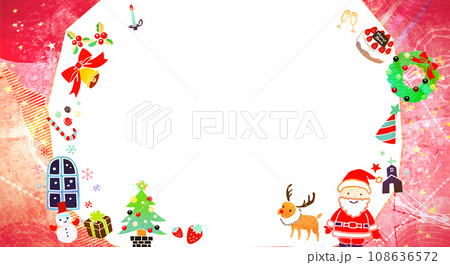 クリスマスのかわいいフレーム　背景素材　レッド 108636572