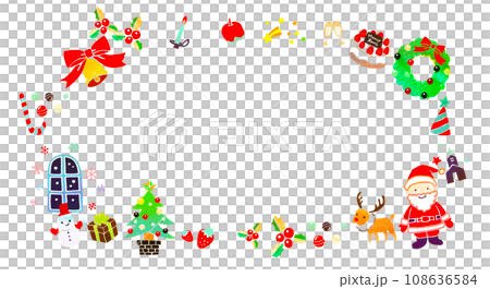 クリスマスのかわいいキャラクターフレーム　背景素材 108636584