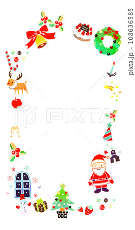 クリスマスのかわいいキャラクターフレーム　背景素材 108636585