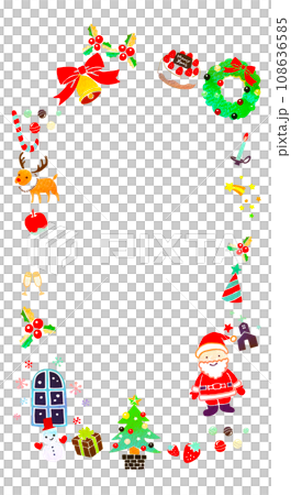 クリスマスのかわいいキャラクターフレーム　背景素材 108636585