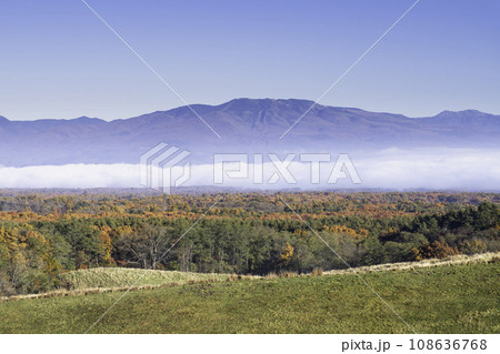 秋の高原 朝靄の紅葉風景 秋の高原 朝靄の紅葉風景 108636768