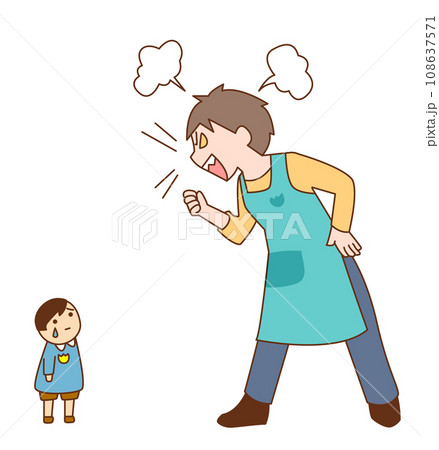 子供を叱る男性保育士のイラスト素材 [108637571] - PIXTA