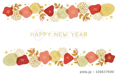 お正月の和風飾りフレーム 108637690