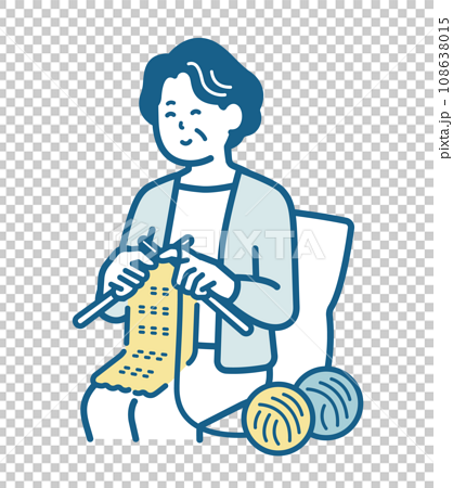 編み物をする高齢女性 108638015