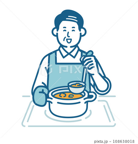 料理をする高齢男性 108638018