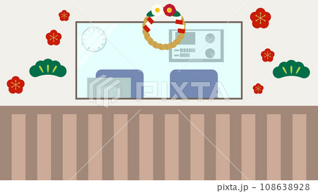 お正月仕様のラジオブースの背景のイラスト お正月仕様のラジオブースの背景のイラスト 108638928