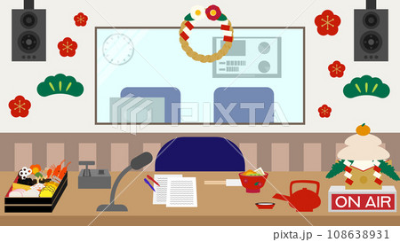 お正月仕様のラジオブースのイラスト 108638931
