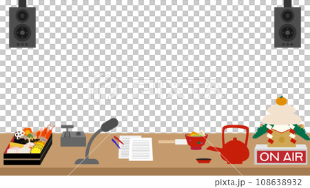 Illustration of a New Year's radio booth Illustration of a New Year's radio booth 108638932