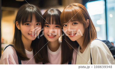 仲の良い3人グループの若くて美しい女性 108639348