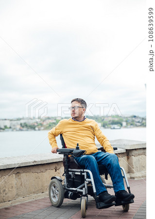 a man on a walk looks into the distance a man on a walk looks into the distance 108639599