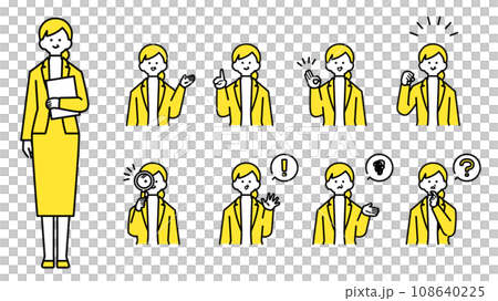 身穿西裝、上半身和臉部表情變化的老婦人 108640225