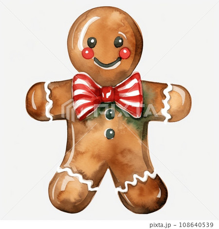 Gingerbread isolated on a white background. Christmas cookies. Watercolor style 108640539