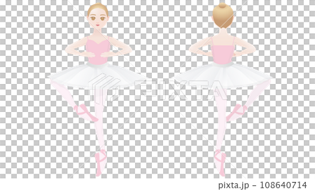 舞者插圖_芭蕾舞者練習旋轉的前後視圖集 108640714