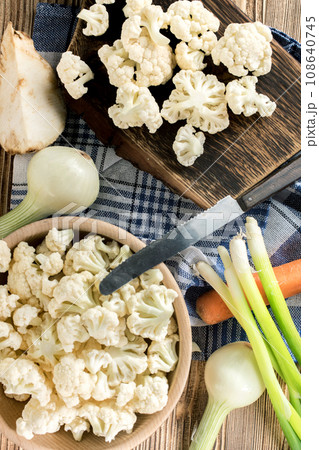 Fresh organic cauliflower. 108640745