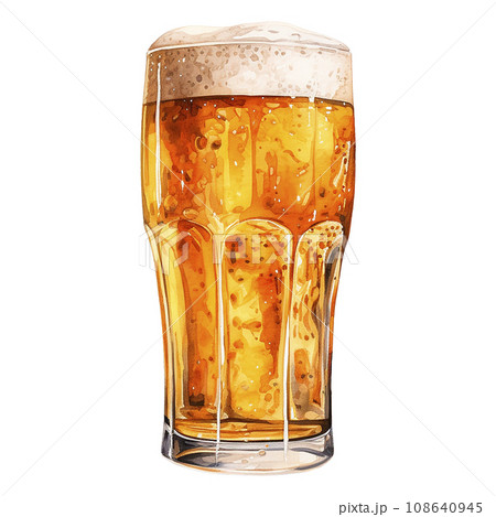 glass mug with beer. vintage watercolor illustration with glasses of beer, bar, oktoberfest 108640945