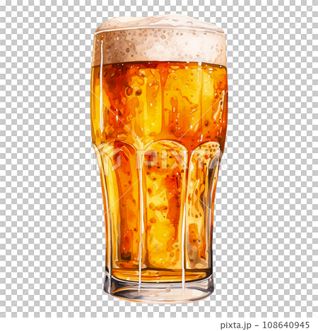 glass mug with beer. vintage watercolor illustration with glasses of beer, bar, oktoberfest 108640945