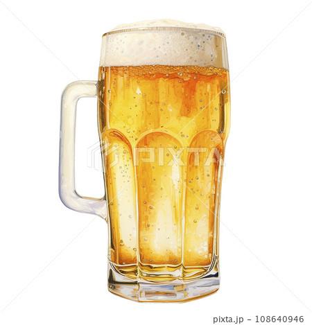 glass mug with beer. vintage watercolor illustration with glasses of beer, bar, oktoberfest 108640946
