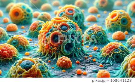 Schematic Representation of Cancer Cell Structure Generated by AI Schematic Representation of Cancer Cell Structure Generated by AI 108641128