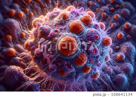 Schematic Representation of Cancer Cell Structure Generated by AI 108641134