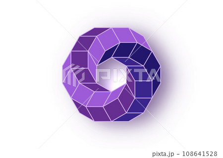 3D spiral rhomboid Shape in purple color, logo design in geometric frame style. Business abstract icon. Corporate, media, technology, vector isolated on white background 3D spiral rhomboid Shape in purple color, logo design in geometric frame style. Business abstract icon. Corporate, media, technology, vector isolated on white background 108641528