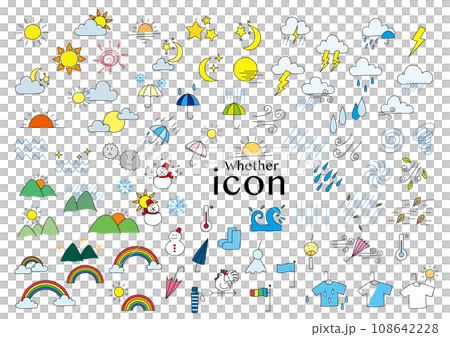 Colorful and cute weather icon set Colorful and cute weather icon set 108642228