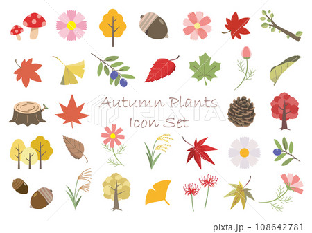 秋の植物のアイコンセット 秋の植物のアイコンセット 108642781
