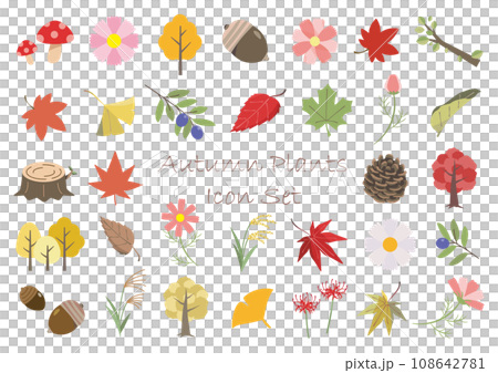 秋の植物のアイコンセット 秋の植物のアイコンセット 108642781
