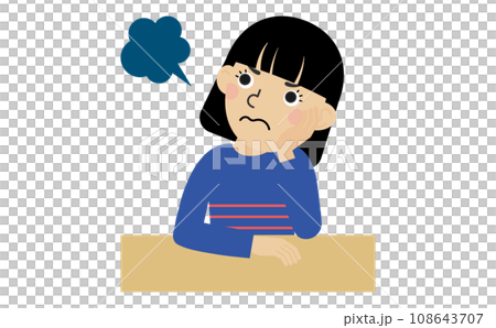 穿著長袖衣服的黑髮日本女人,看著辦公桌生氣 穿著長袖衣服的黑髮日本女人,看著辦公桌生氣 108643707