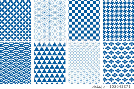 青色の和柄セット 108643871