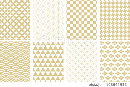 金色の和柄パターンセット 金色の和柄パターンセット 108643938