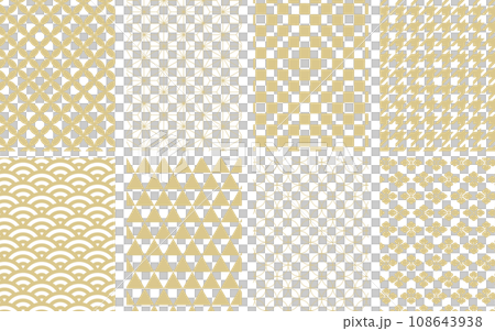 金色の和柄パターンセット 金色の和柄パターンセット 108643938