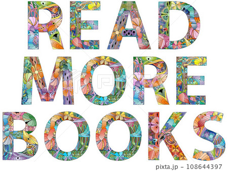 READ MORE BOOKS. Hand drawn lettering. Vector text. 108644397
