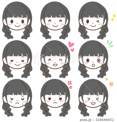 様々な表情の女性の顔イラストセット5 108646652