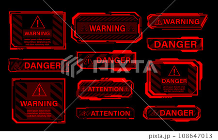 Red cyber dangerous banner elements on black design ultramodern futuristic vector 108647013